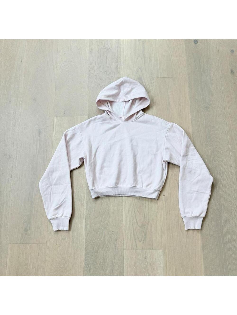 SKIMS Cotton Fleece Shrunken Cropped Hoodie Barely Pink Size M